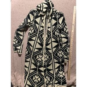 Banana USA Hooded Aztec Sweater Cotton Duster Southwest Medium Boho